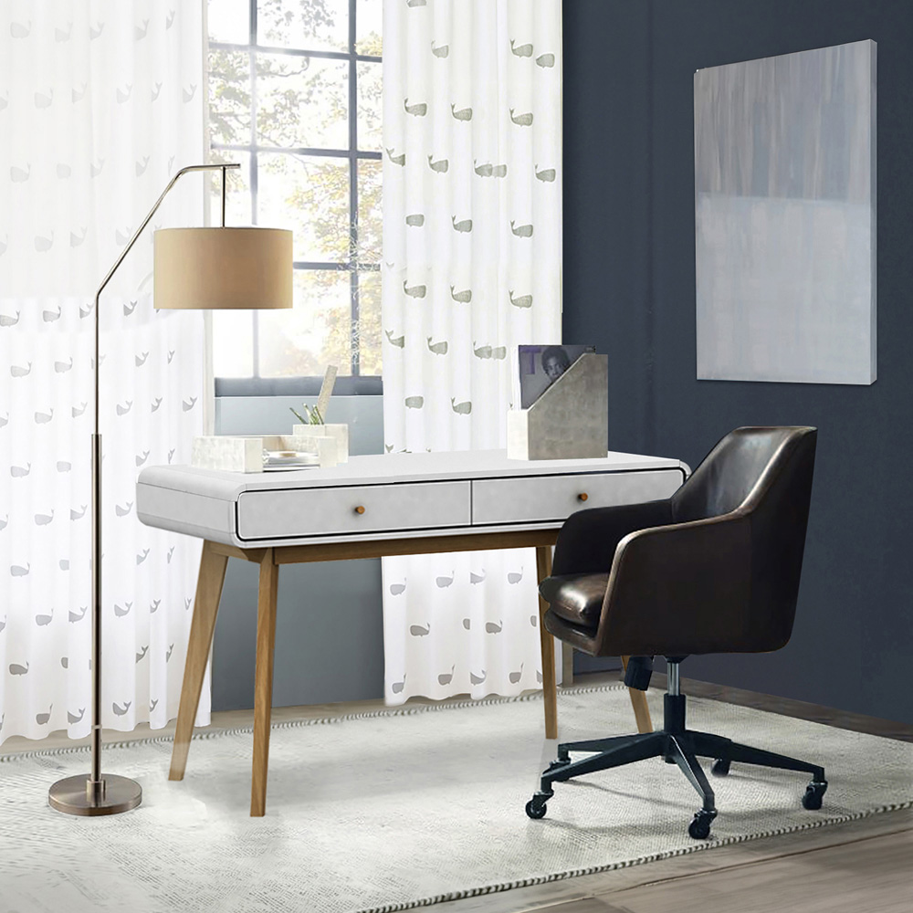 Loft24 Cassie 2 Drawer White Wooden Compact Desk Image 6
