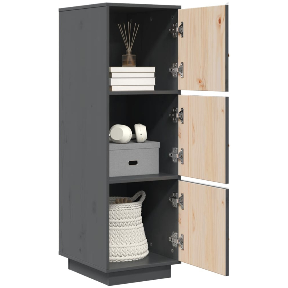 vidaXL 3 Door Grey Pine Wood Highboard Image 4