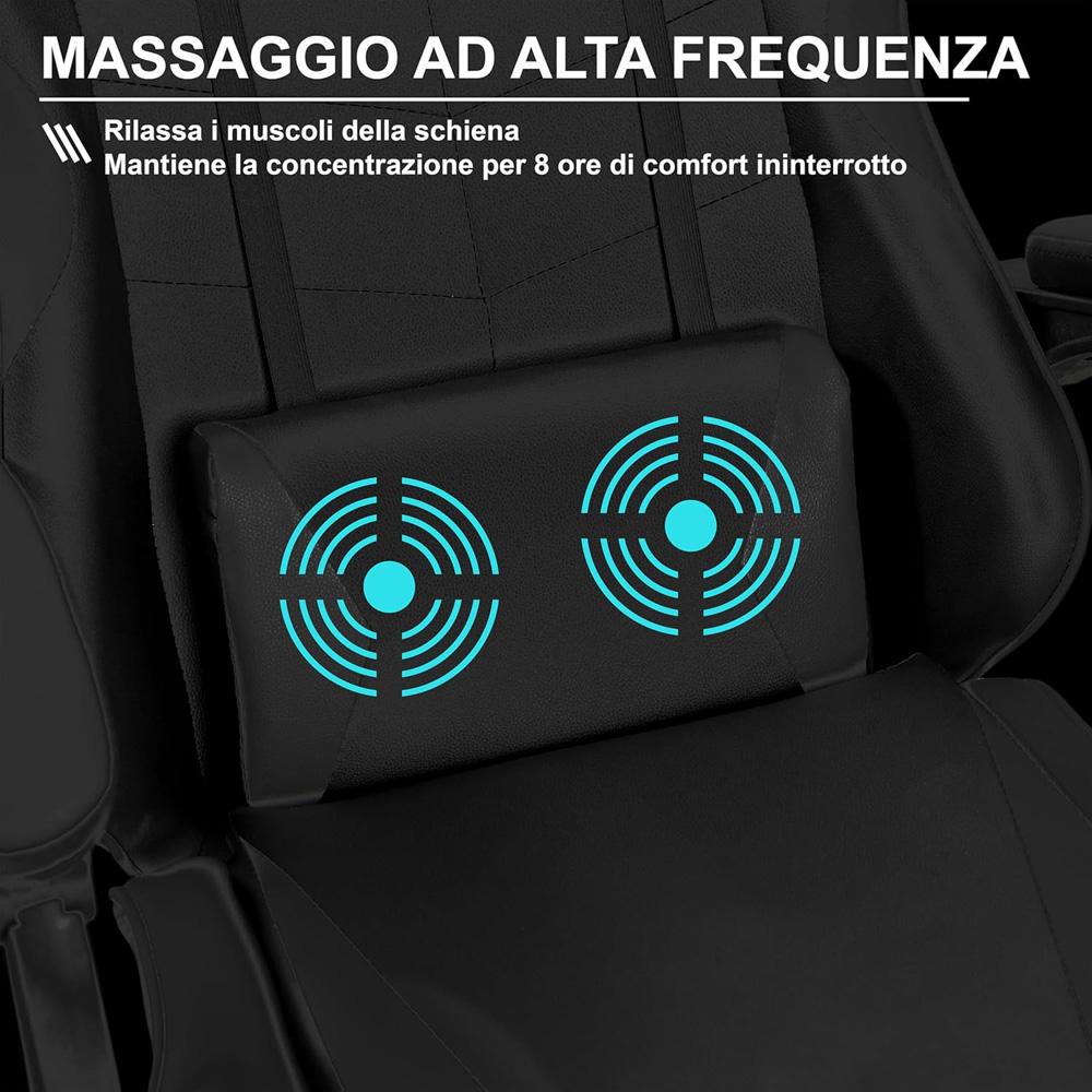 Alivio Black Ergonomic Swivel Gaming Chair with Footrest and Lumbar Support Image 5
