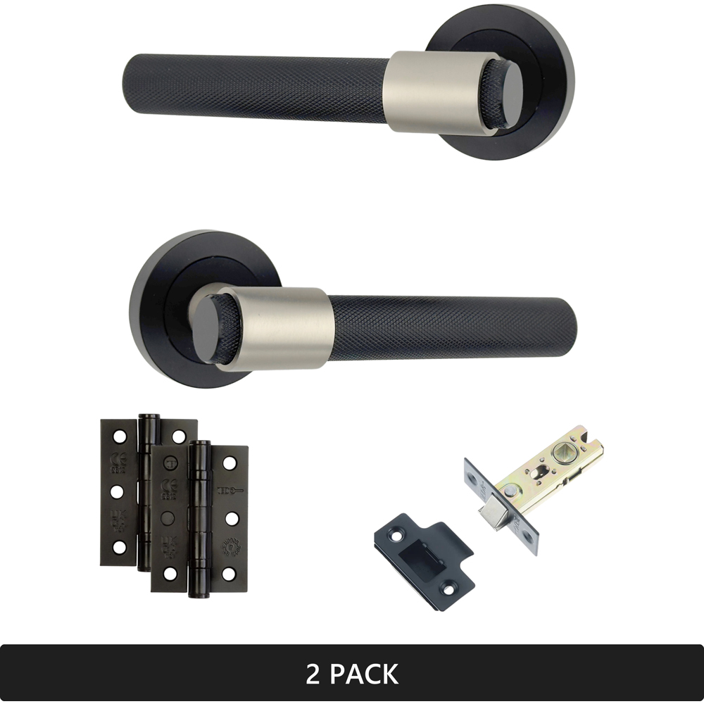 AXS Hardware Dakota Black Knurled Latch Door Handles on Rose 2 Pack Image 7