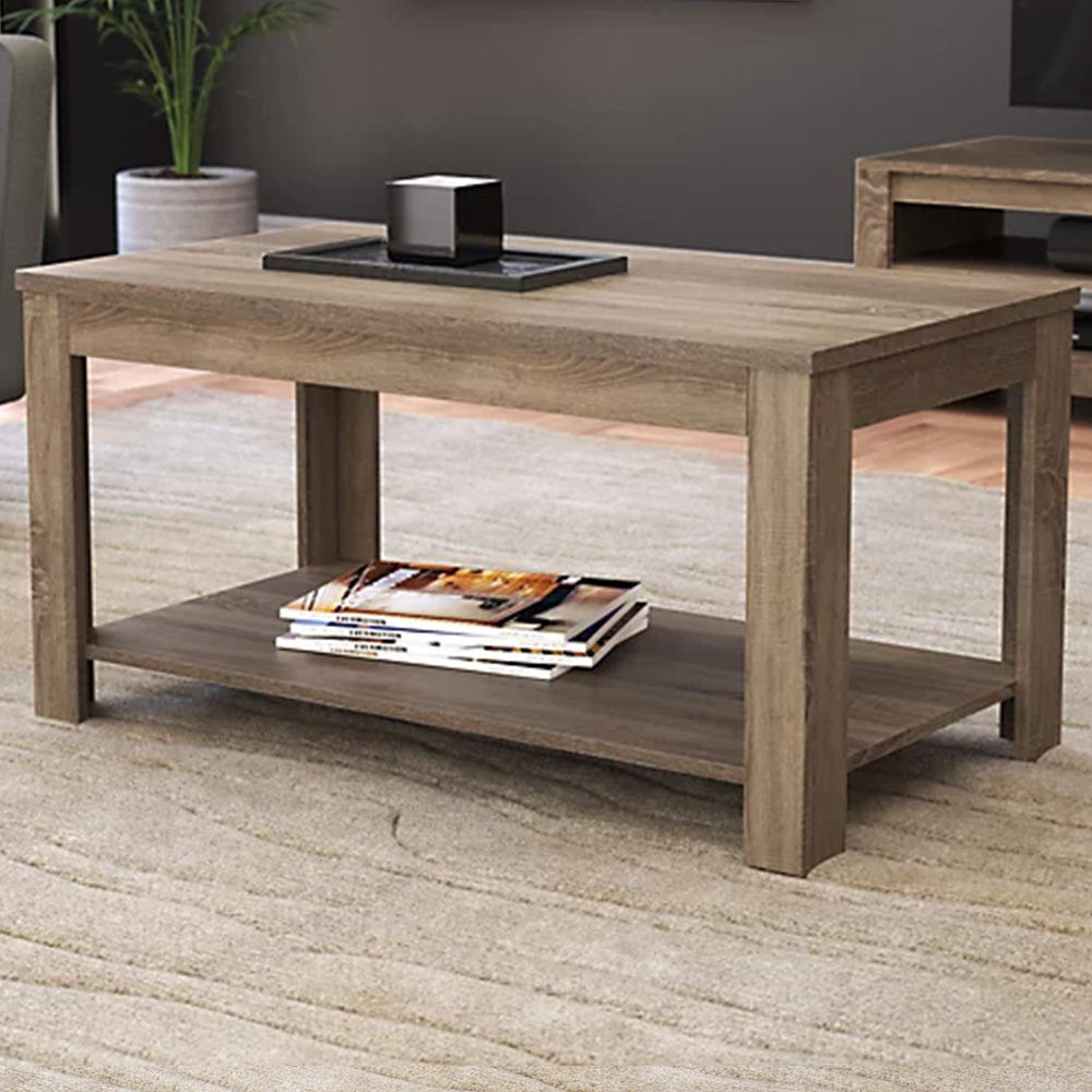 AVF Calibre Single Shelf Rustic Sawn Oak Coffee Table Image 1