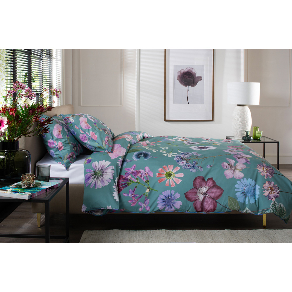 The Lyndon Company Botanical Flower Green King Size Duvet Set Image 2