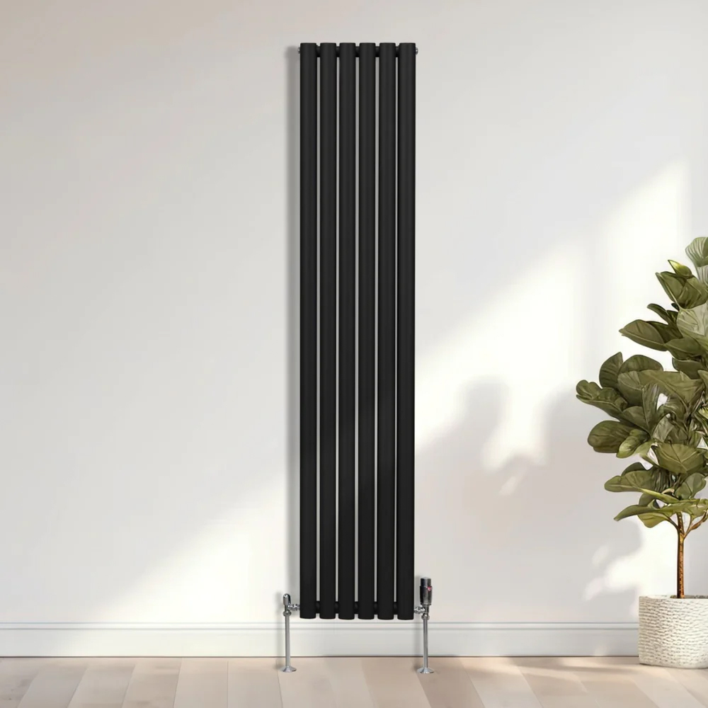 Monster Shop 4816BTU Black Oval Column Radiator and Valves 1800 x 360mm Image 2