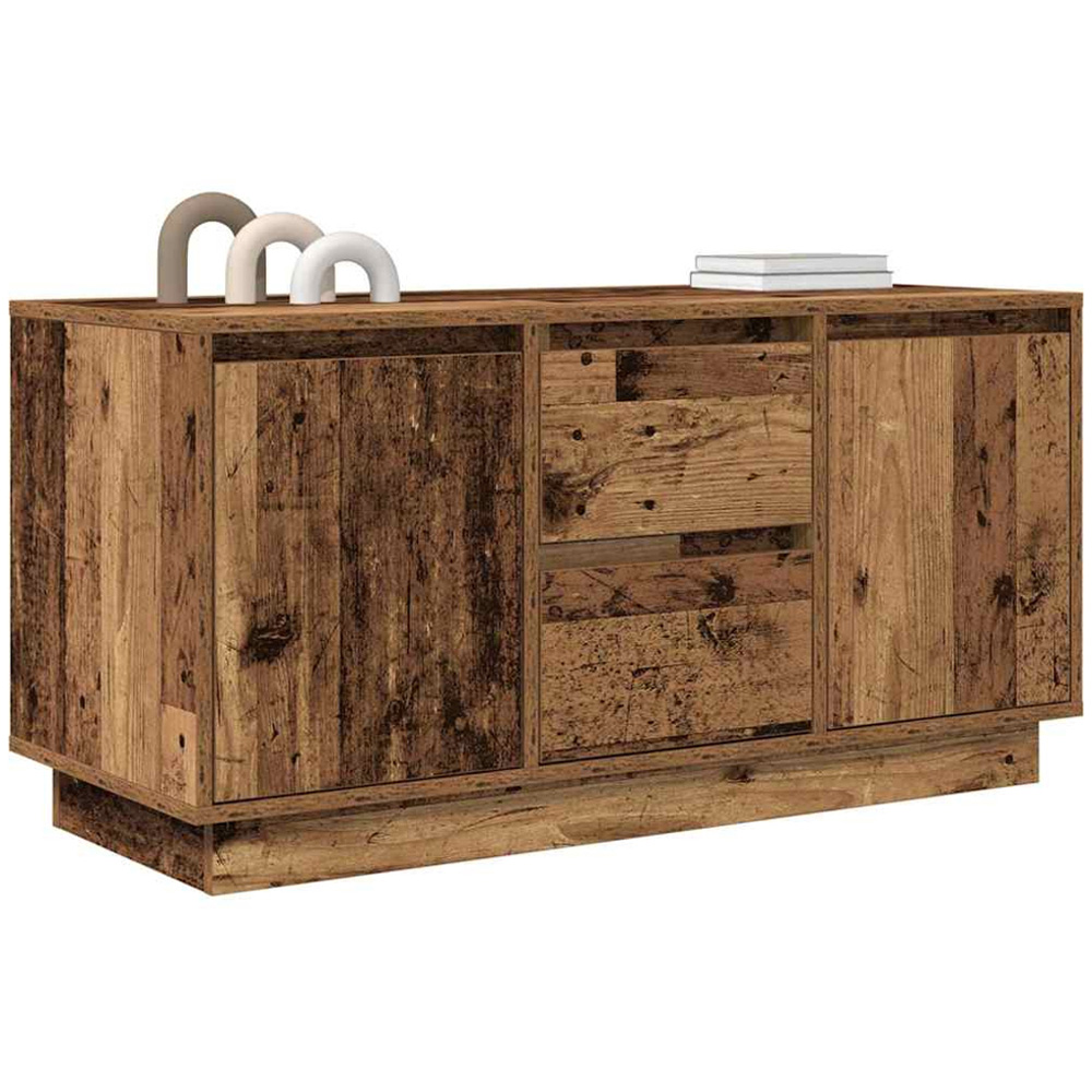 vidaXL 2 Door 2 Drawer Old Wood LED TV Cabinet Image 5