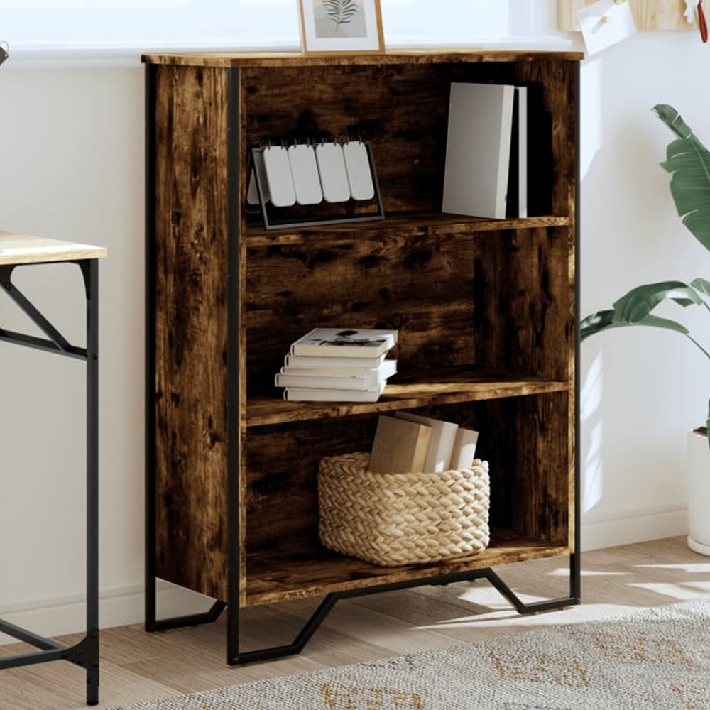vidaXL 3 Shelf Smoked Oak Bookcase Image 1