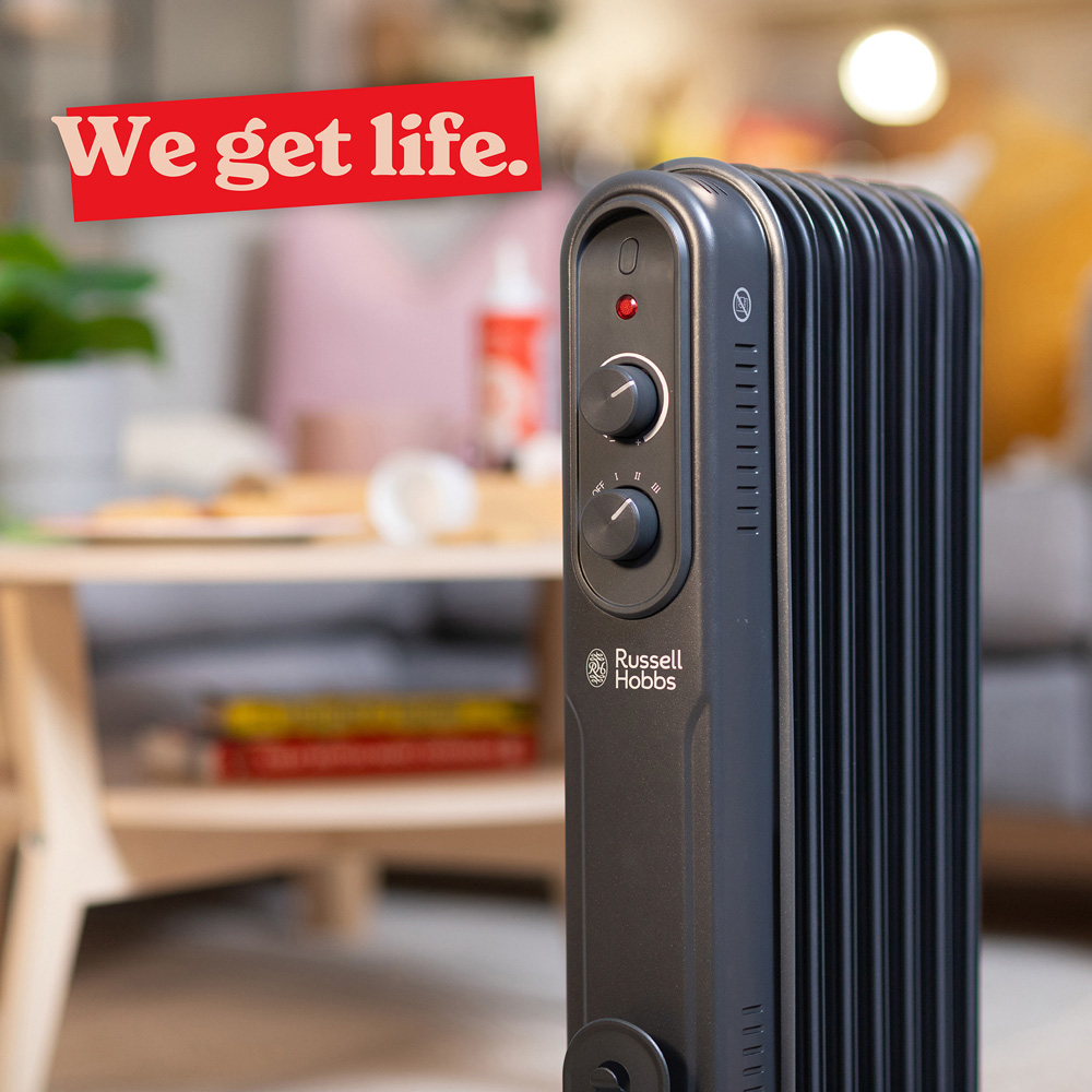 Russell Hobbs Matt Anthracite 7-Fin Oil Filled Radiator 1500W Image 6