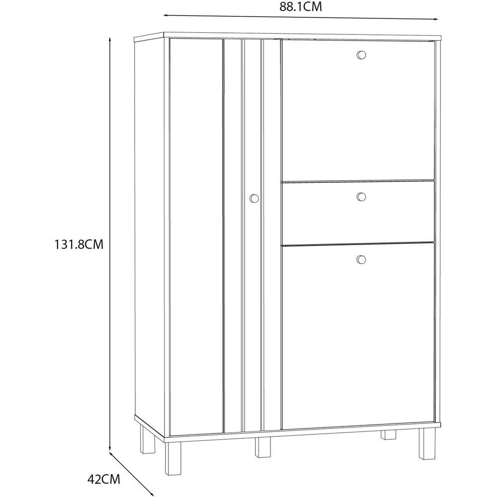 Florence Grafton 3 Door Single Drawer Cream and Oak Sideboard Image 8