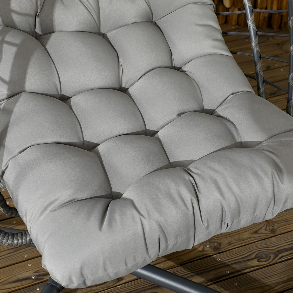 Outsunny Grey Rattan Swing Egg Chair with Cushions Image 3