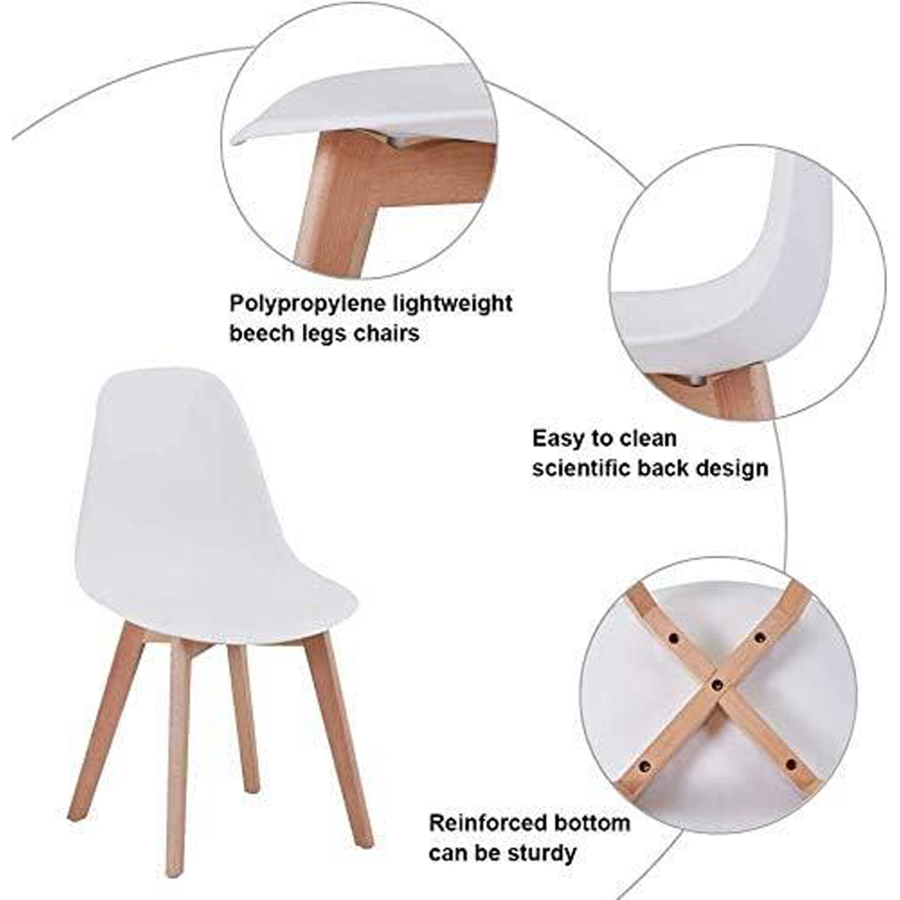 Portland 4 Seater Leather Round Dining Set White Image 5