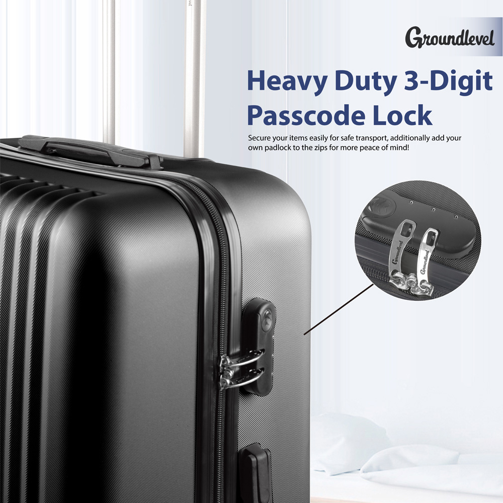 Groundlevel Delta Hard Shell Set of 3 Black XL Luggage Suitcase Image 2