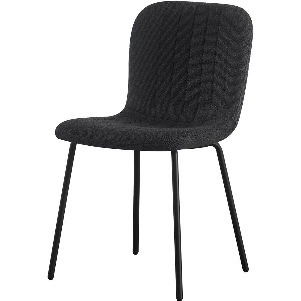 Bella Set of 4 Black Teddy Faux Fur Stitched Design Dining Chairs Image 2