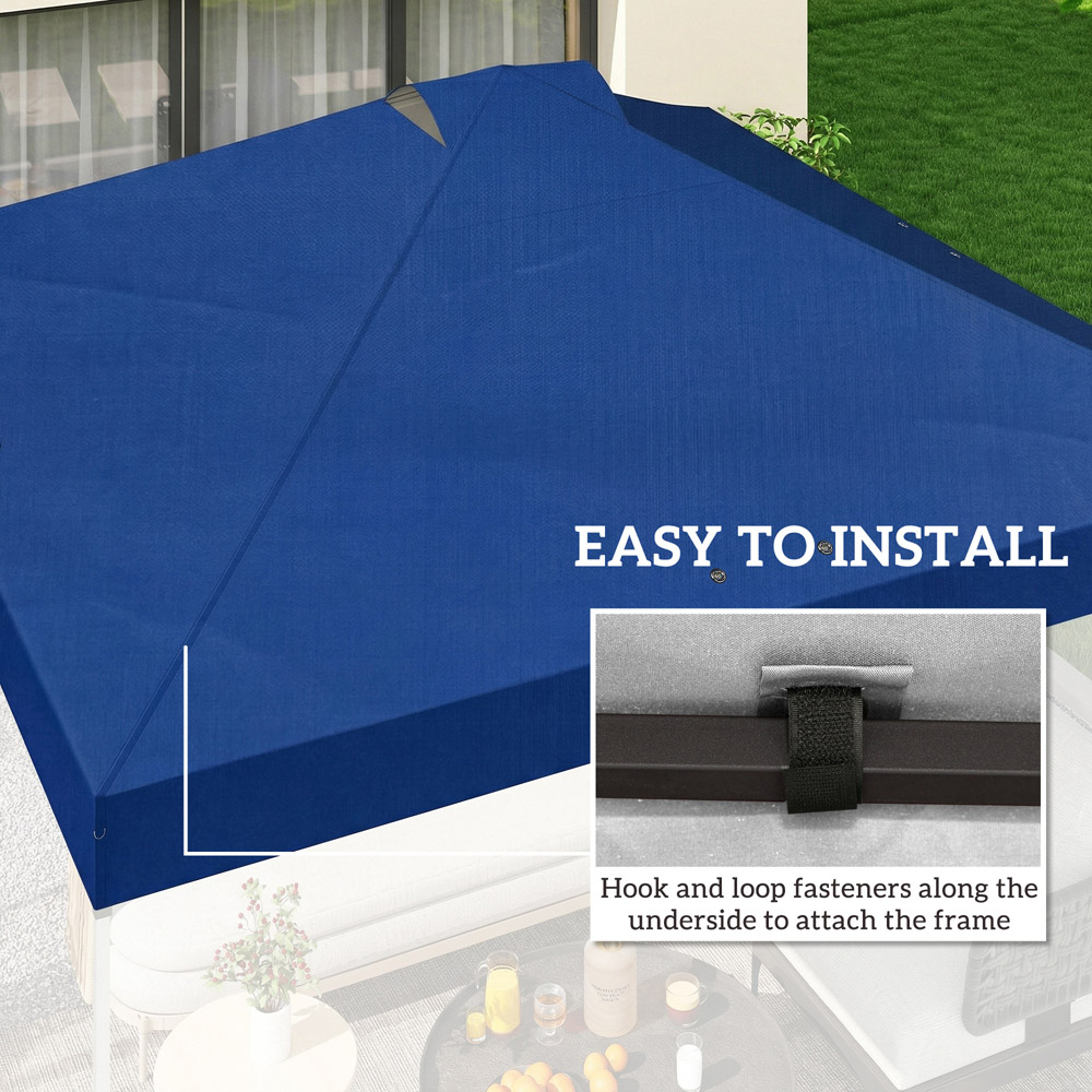 Outsunny 3 x 3m Blue Waterproof Gazebo Roof Replacement Cover Image 5