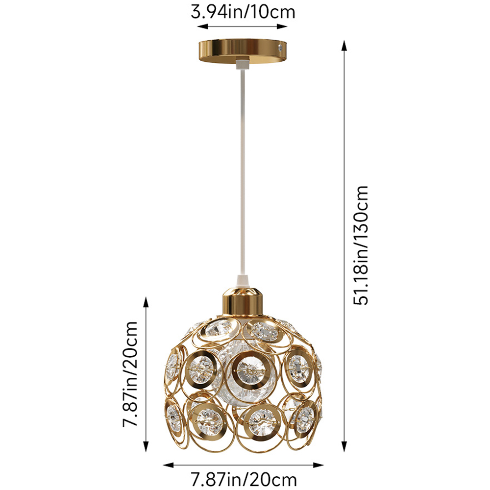 Living and Home Gold Iron Clear Glass Pieces Shade E27 Pendant Light Image 8