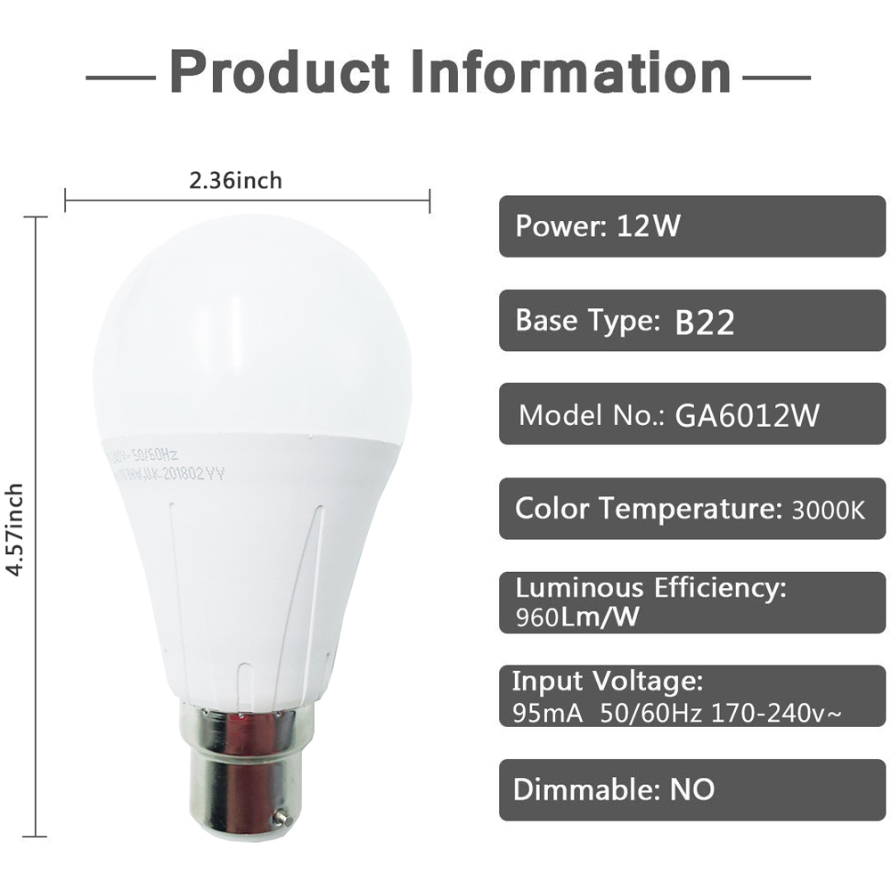 ExtraStar 10 Pack B22 12W Warm White Ball LED Light Bulb Image 5