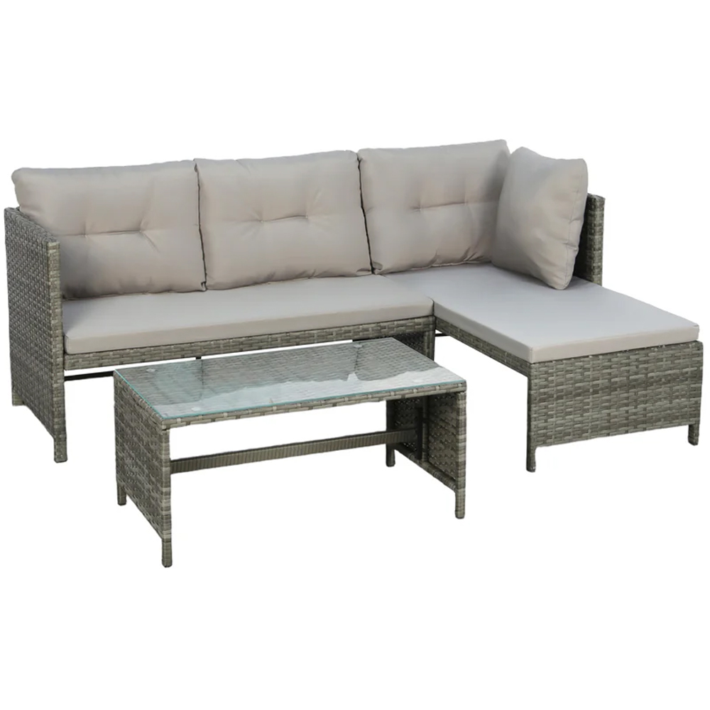 HGD Bude 4 Seater Rattan Grey Corner Garden Sofa Set with Coffee Table Image 2