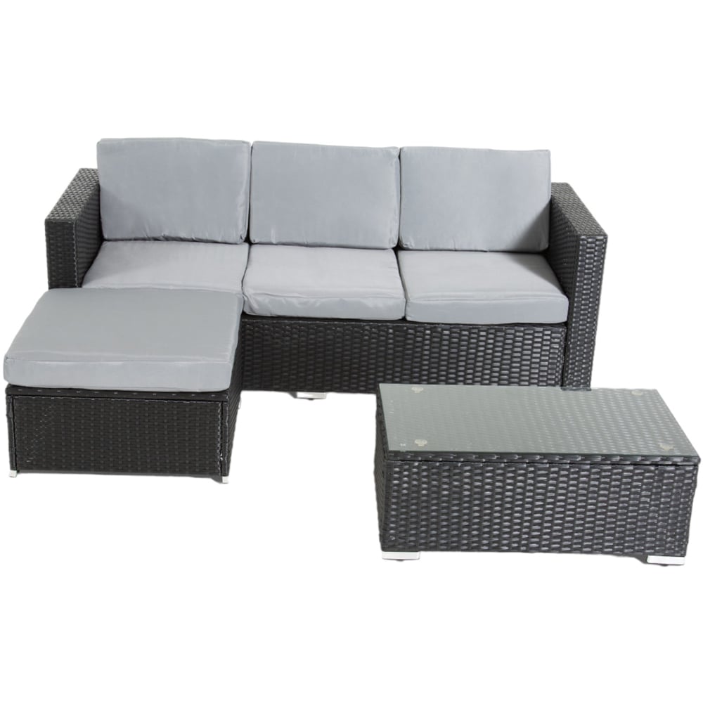 Outdoor Living Dunham Rattan 4 Seater Garden Dining Set Grey and Black Image 6