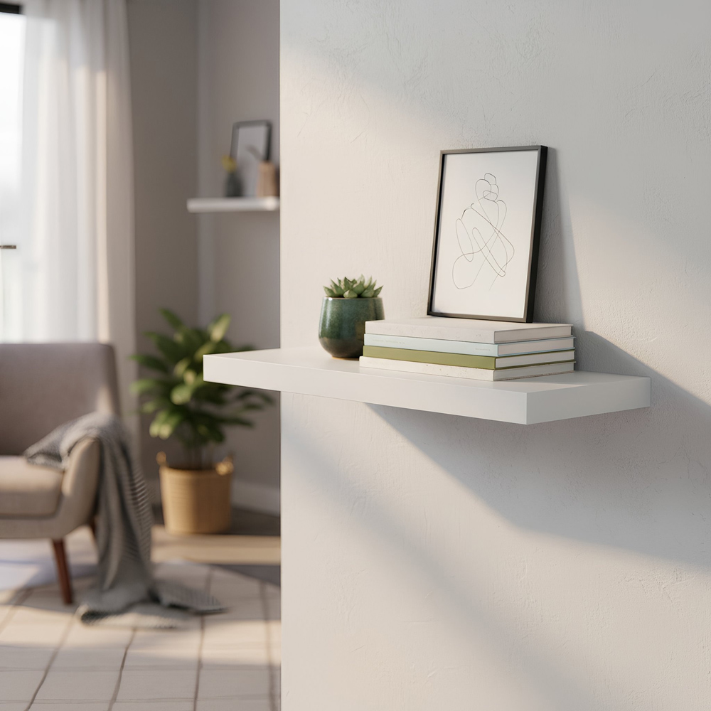 Harbour Housewares 60cm 6 Pack White Floating Shelf Image 2
