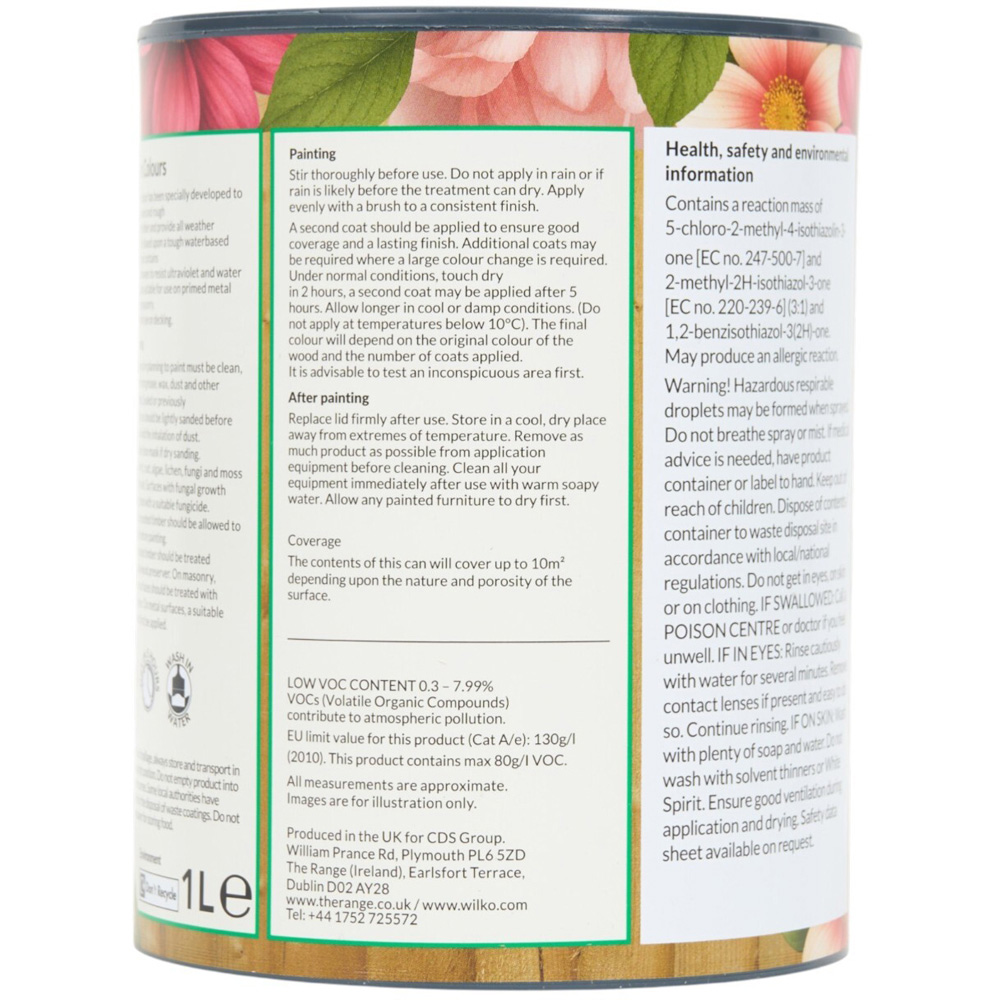 Wilko Garden Colours Cornflower Wood Paint 1L Image 2