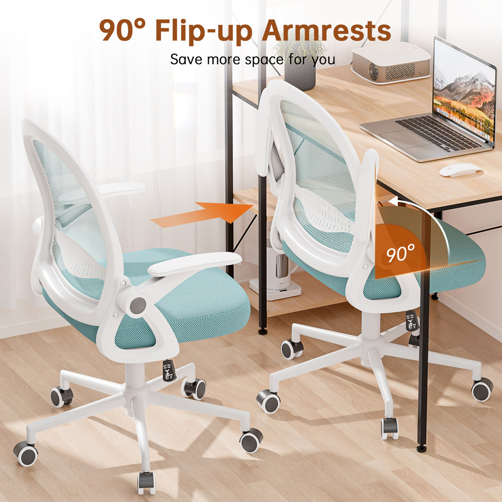 Rattrix Green Mid-Back Mesh Office Chair with Flip-Up Armrests Image 3