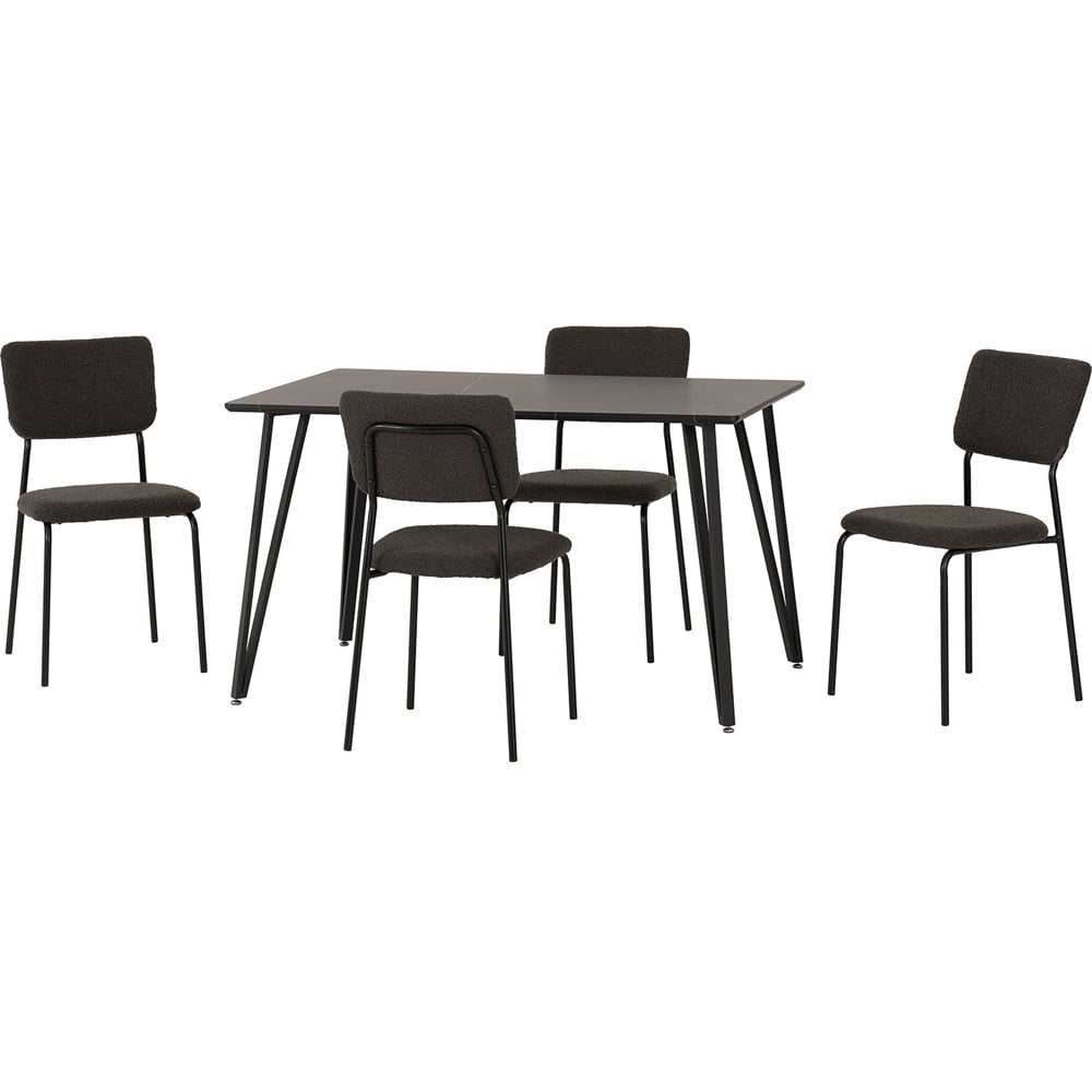 Seconique Marlow and Sheldon 4 Seater Dining Set Black Marble and Grey Boucle Fabric Image 3