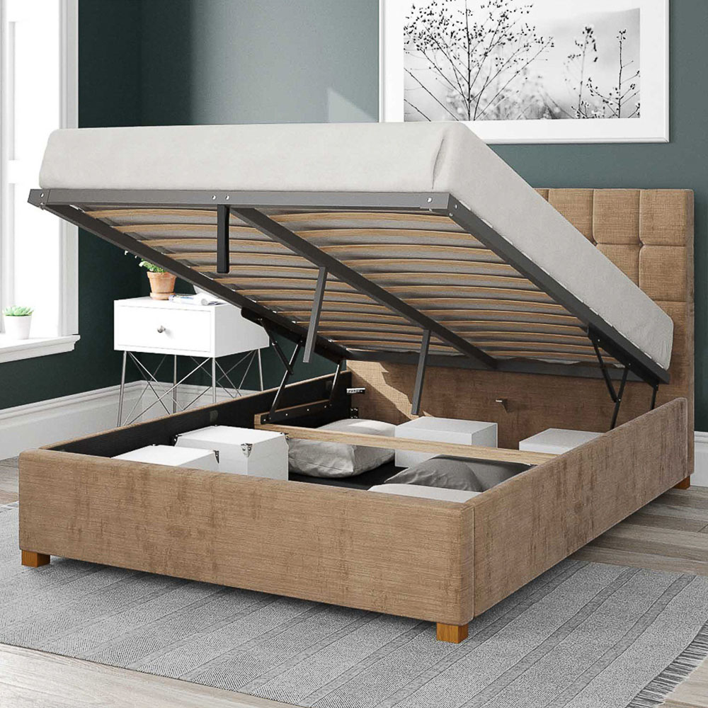 Aspire Sinatra Single Champagne Firenze Velour Ottoman Bed Image 2