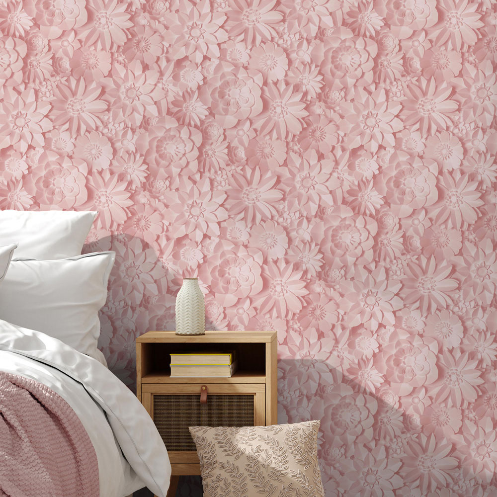 Fine Decor Dimensions Floral Pink Wallpaper Image 3