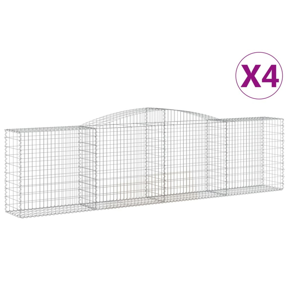 vidaXL Silver Galvanised Iron Arched Gabion Basket 400 x 50 x 100/120cm 4 Pack Image 2
