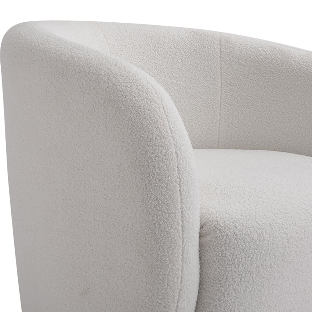 Living and Home White Teddy Fleece Swivel Upholstered Tub Chair Image 5