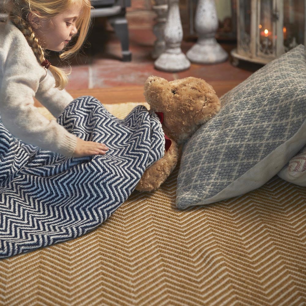 Hug Rug Gold Woven Herringbone Rug 120 x 170cm Image 2