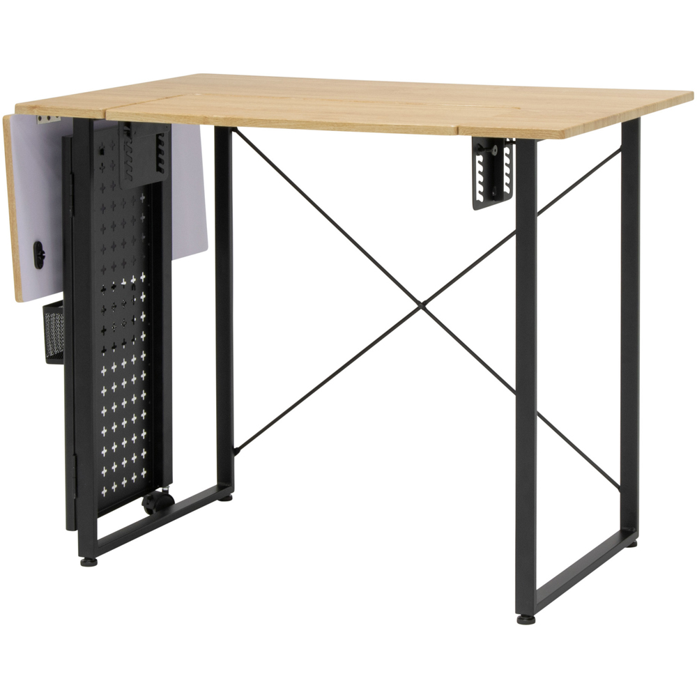 Sewing Online 13395 Wood and Black Sewing Table with Fold-Out Storage Panel Image 4