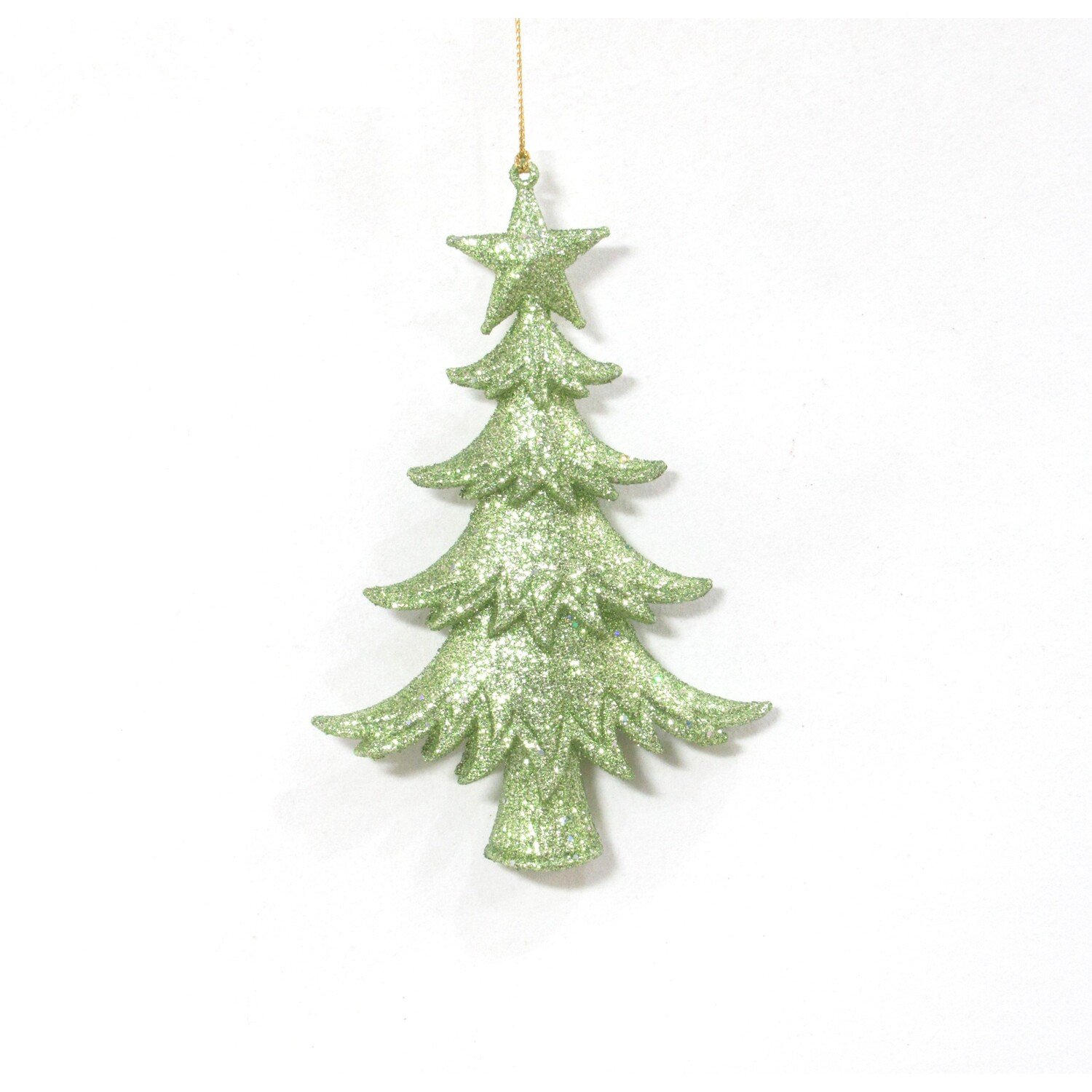 Hanging Fern Glitter Tree Hanging Decoration Green Image 1