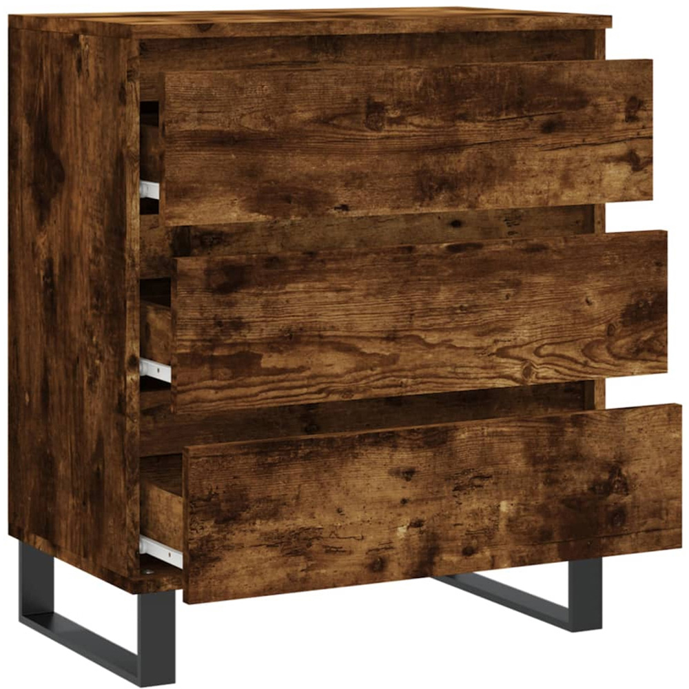 vidaXL 3 Drawer Smoked Oak Sideboard with Iron Feet Image 6