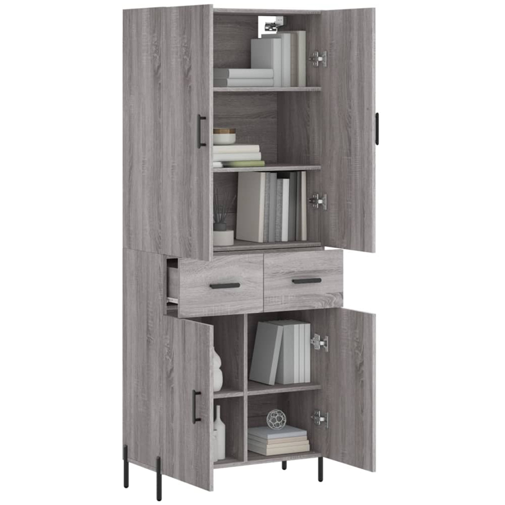 vidaXL 4 Door 2 Drawer Grey Sonoma Highboard Image 3