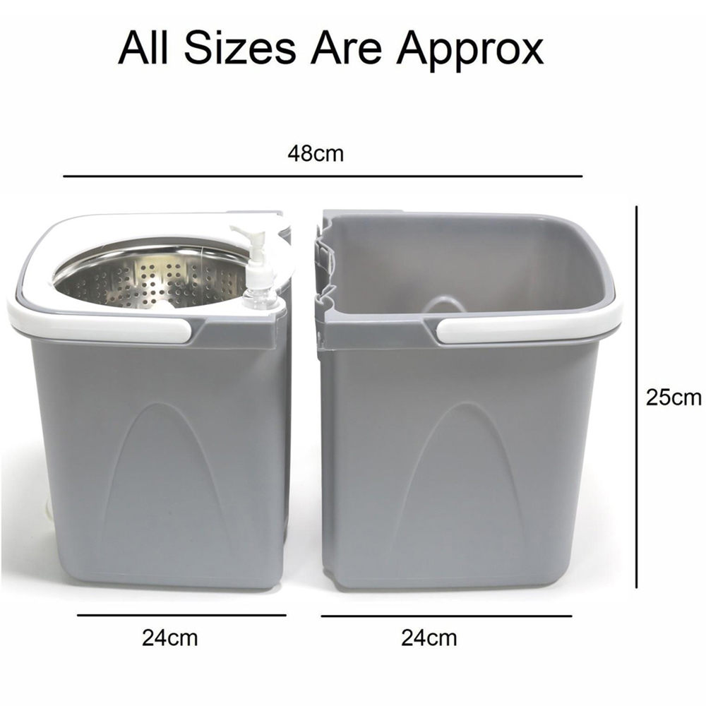 Gr8 Home Grey 360 Degree Rotating Dual Spin Dry Mop and Bucket Image 9