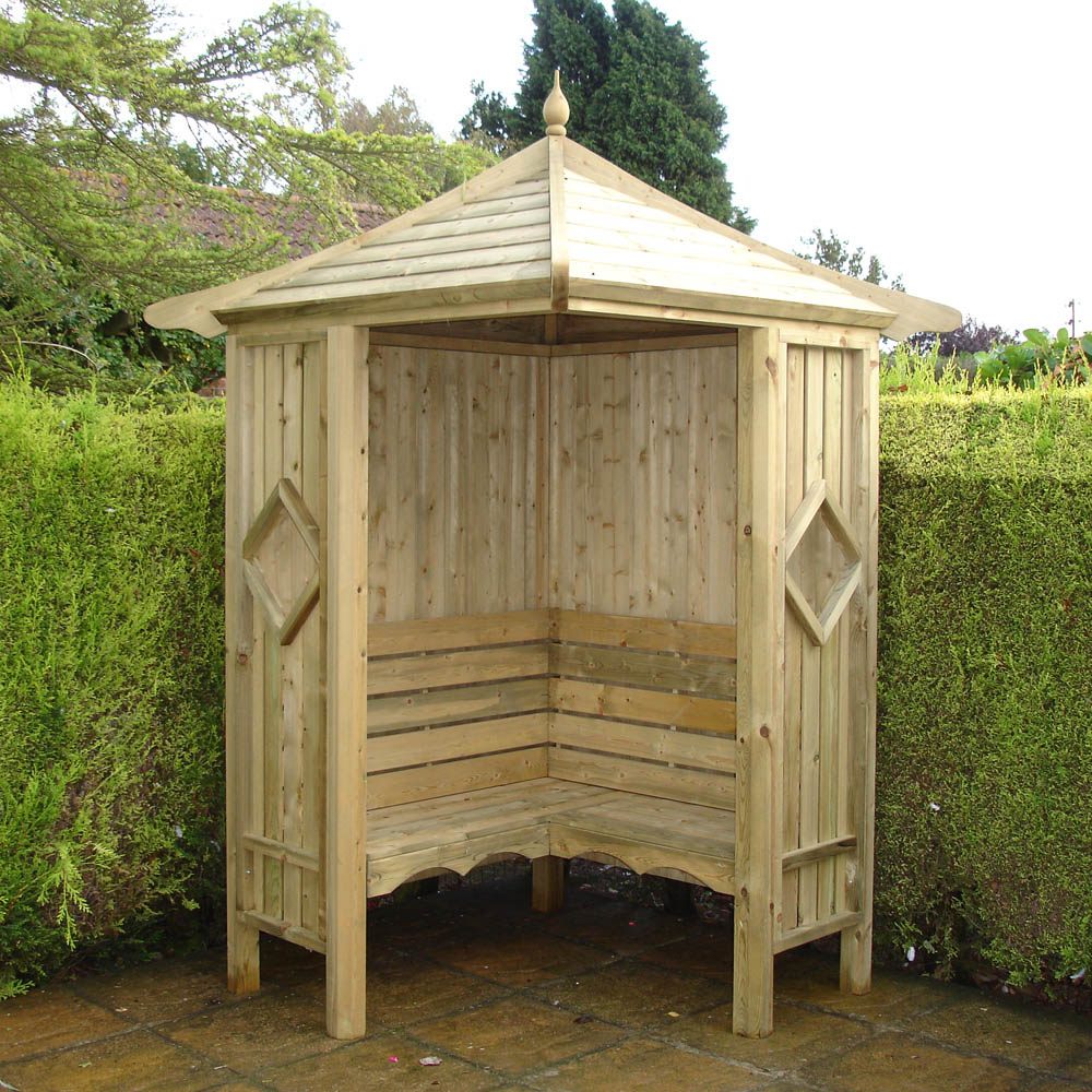 Shire 4 x 4ft Pressure Treated Corner Arbour Image 1