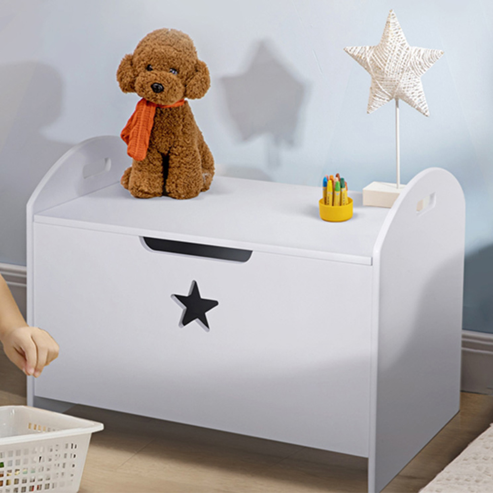 HOMCOM Childrens White Toy Box with Lid Image 1