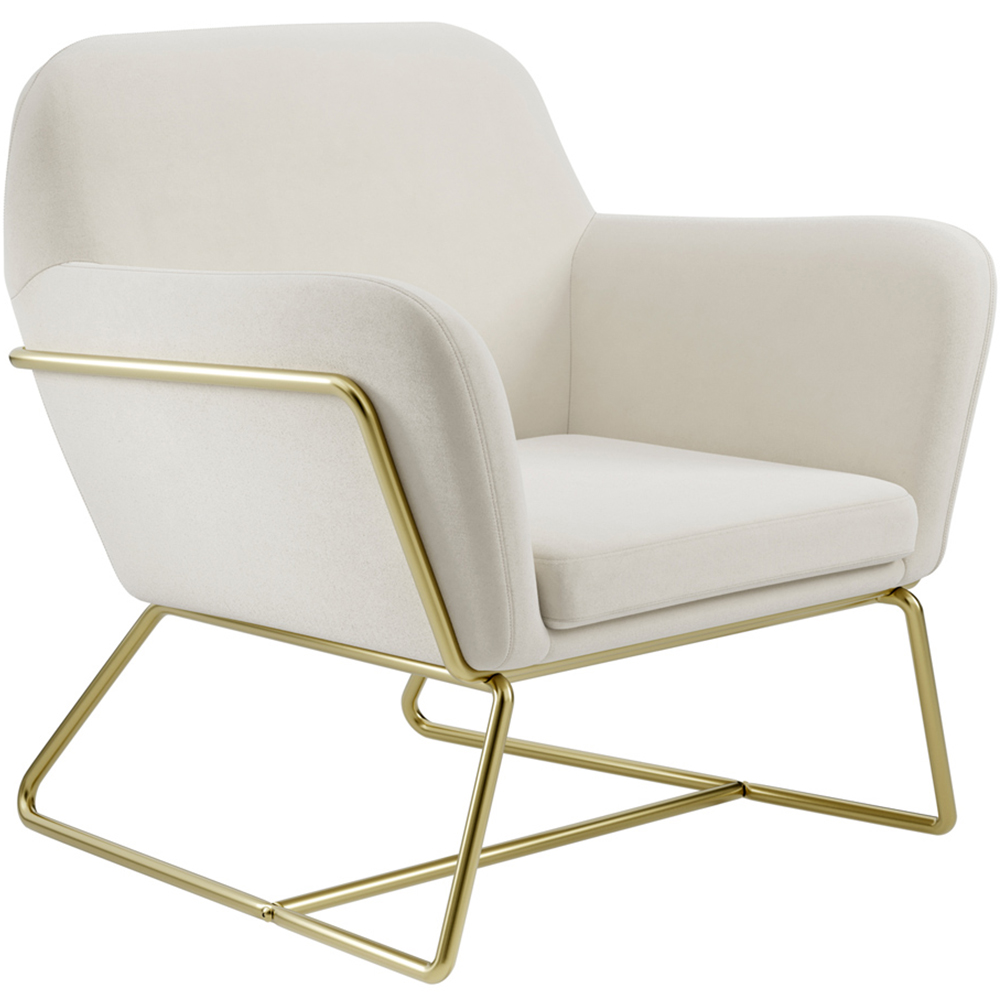 Charles Brushed Gold and Cream Velvet Armchair Image 2