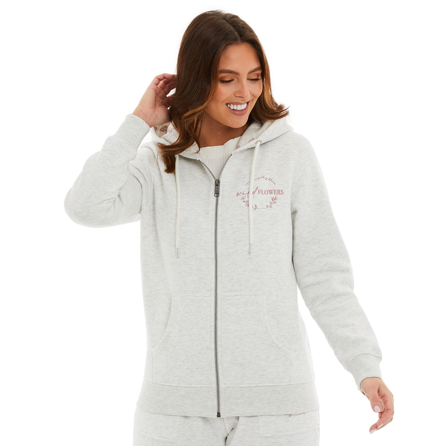 Ladies Fleece Zip Hoodie - Cream / 14 Image 2