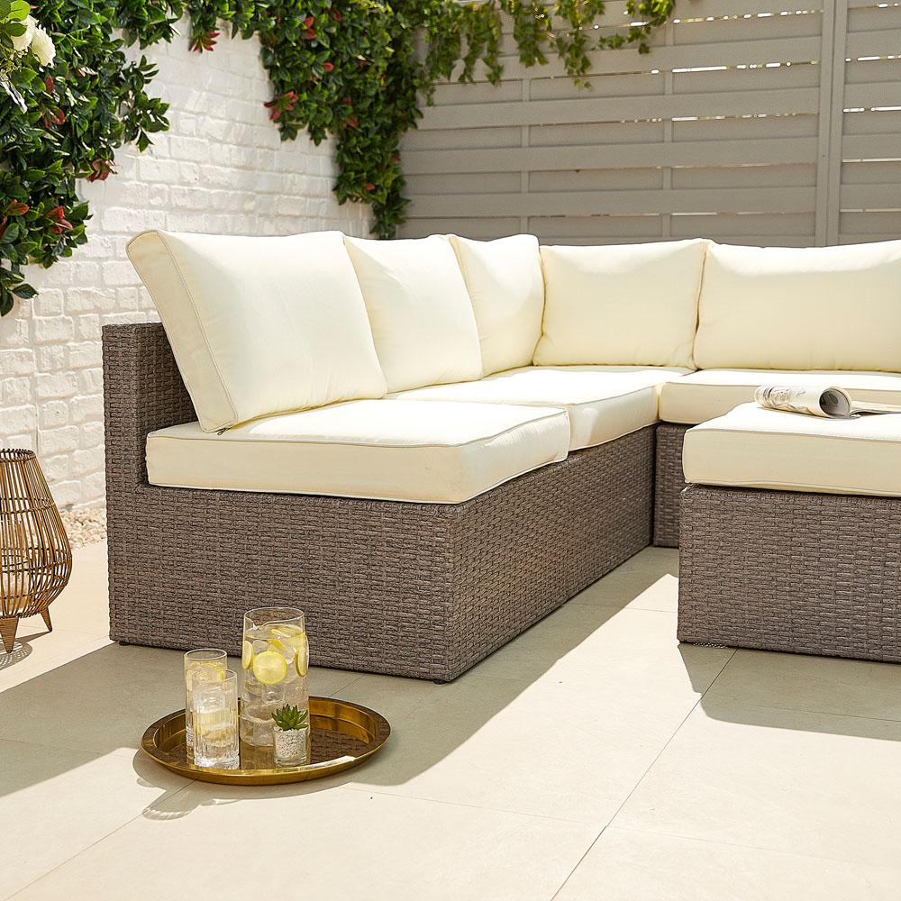 MMT Furniture Designs 6 Seater Grey Rattan L Shaped Patio Corner Sofa Set Image 4