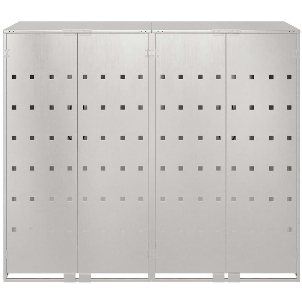 vidaXL Silver 2 Wheelie Bin Storage Shed Image 6
