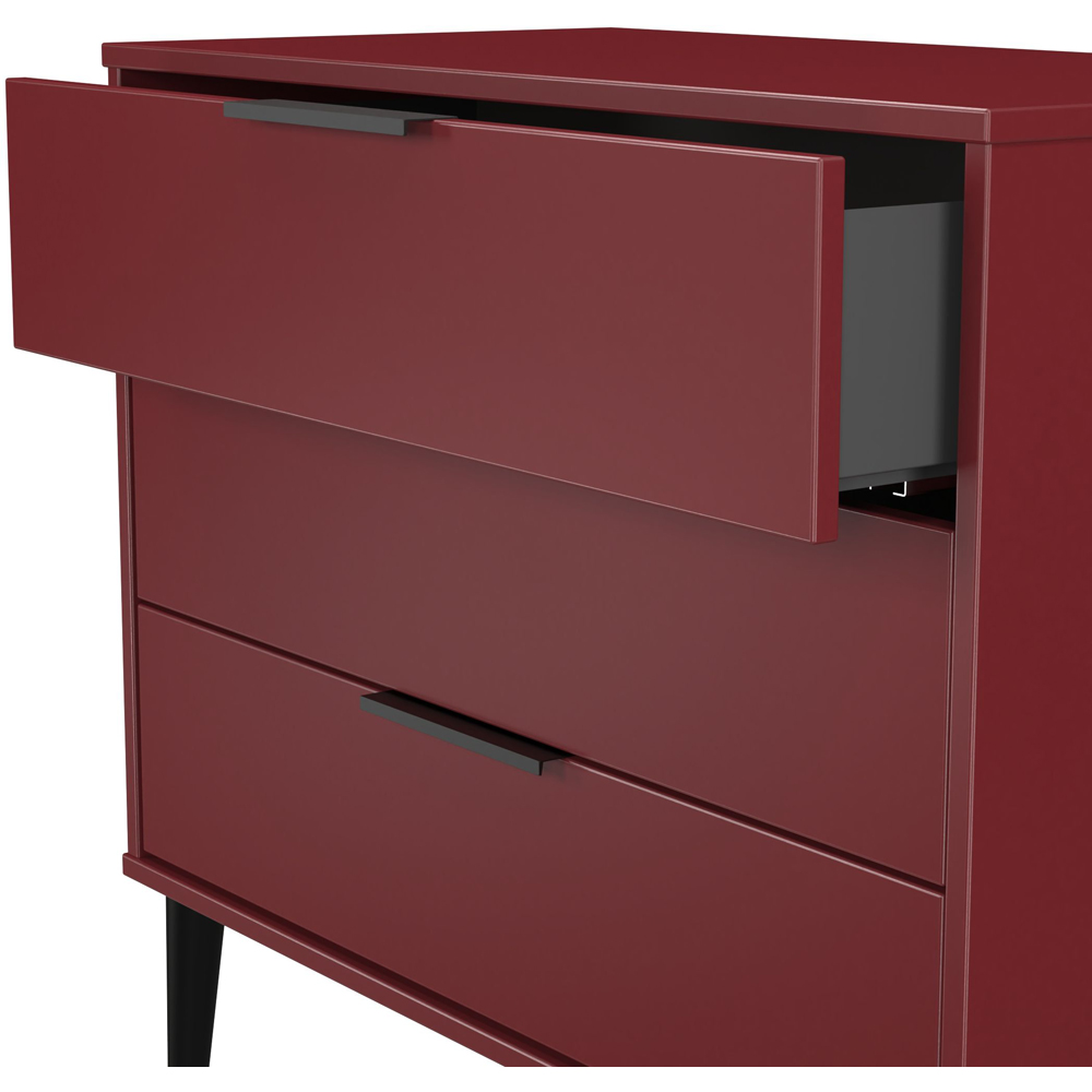 Crowndale Hong Kong 3 Drawer Red Matt Chest of Drawers Ready Assembled Image 6