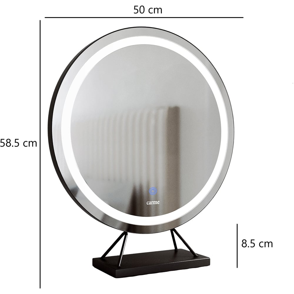 CARME Home Lillia Black Frameless Touch Sensor LED Light Mirror 50cm Image 7