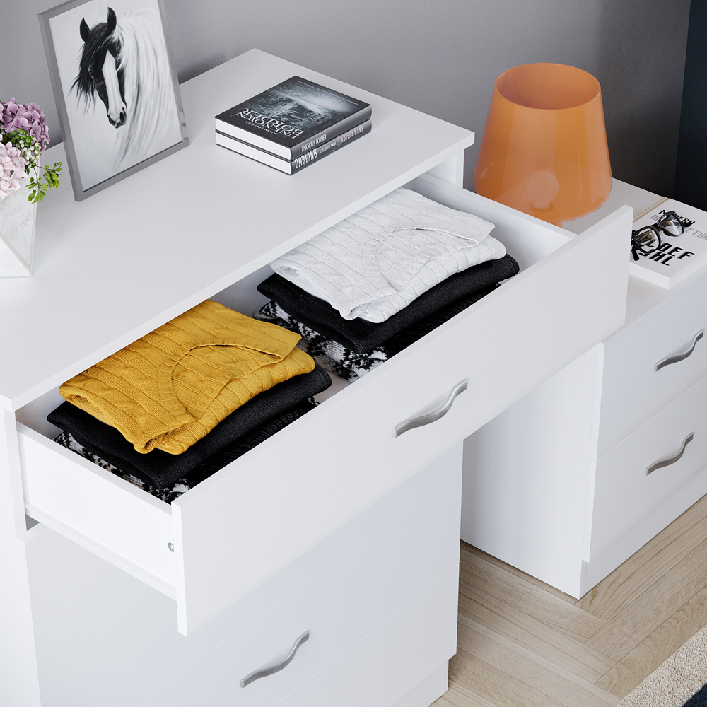 VIDA DESIGNS Riano 5 Drawer White Unique Anti Bowing Chest of Drawers with Metal Handles Image 5