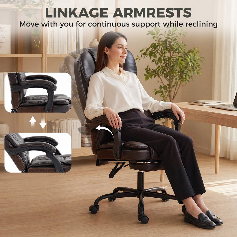 HOMCOM Brown High Back Home Office Reclining Chair Image 6