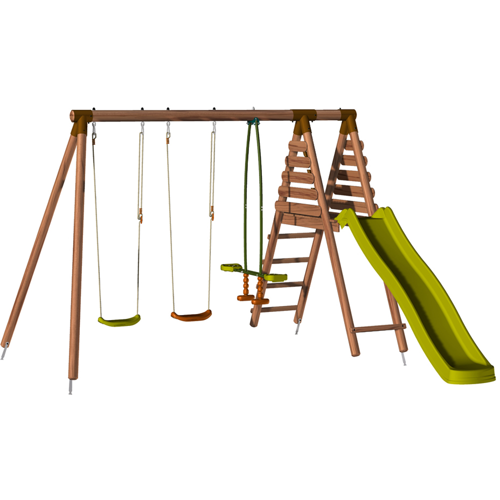 Soulet Violette Wooden Kids Swing Set with Slide Image 1