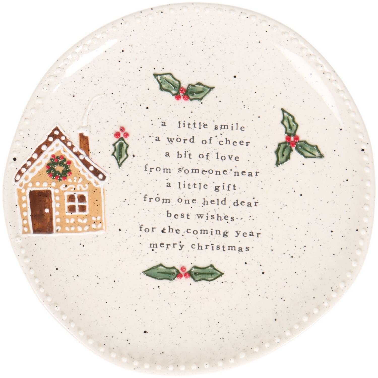 Festive Stone Gingerbread Plate White Image 1
