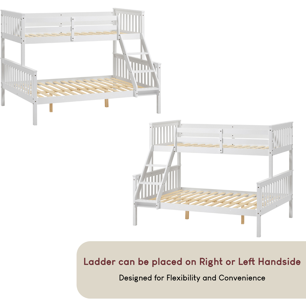 VIDA DESIGNS Milan White Triple Sleeper Bunk Bed with Foam Mattress Image 4