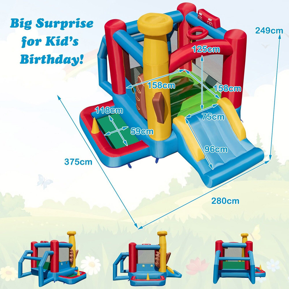 Costway Kids Bouncy Castle with Blower and Slide 680W Image 9