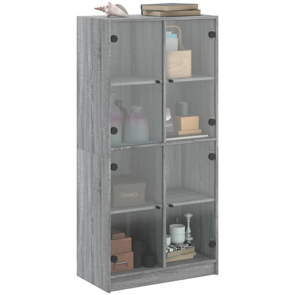 vidaXL 4 Glass Door Grey Sonoma Highboard Image 5