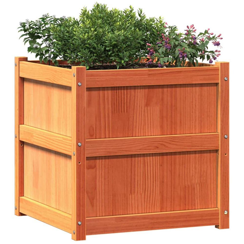 vidaXL Wax Brown Solid Pine Wood Garden Planter 60cm Image 4